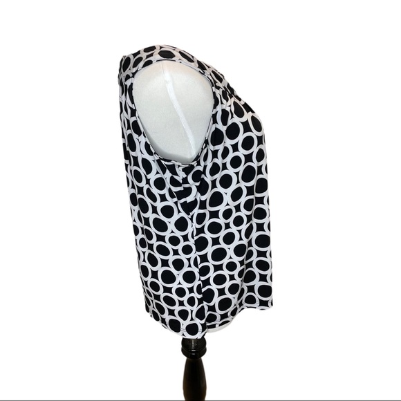 Calvin Klein Black White Geo Print Pleated Tank - Picture 2 of 9